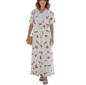 White Stag Set Top Skirt Nautical Preppy Womens M Retro Sailing White Maxi Skirt